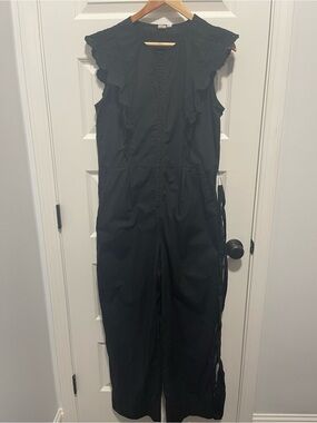 GAP Black Eyelet Ruffle Wide Leg Jumpsuit – Size 12